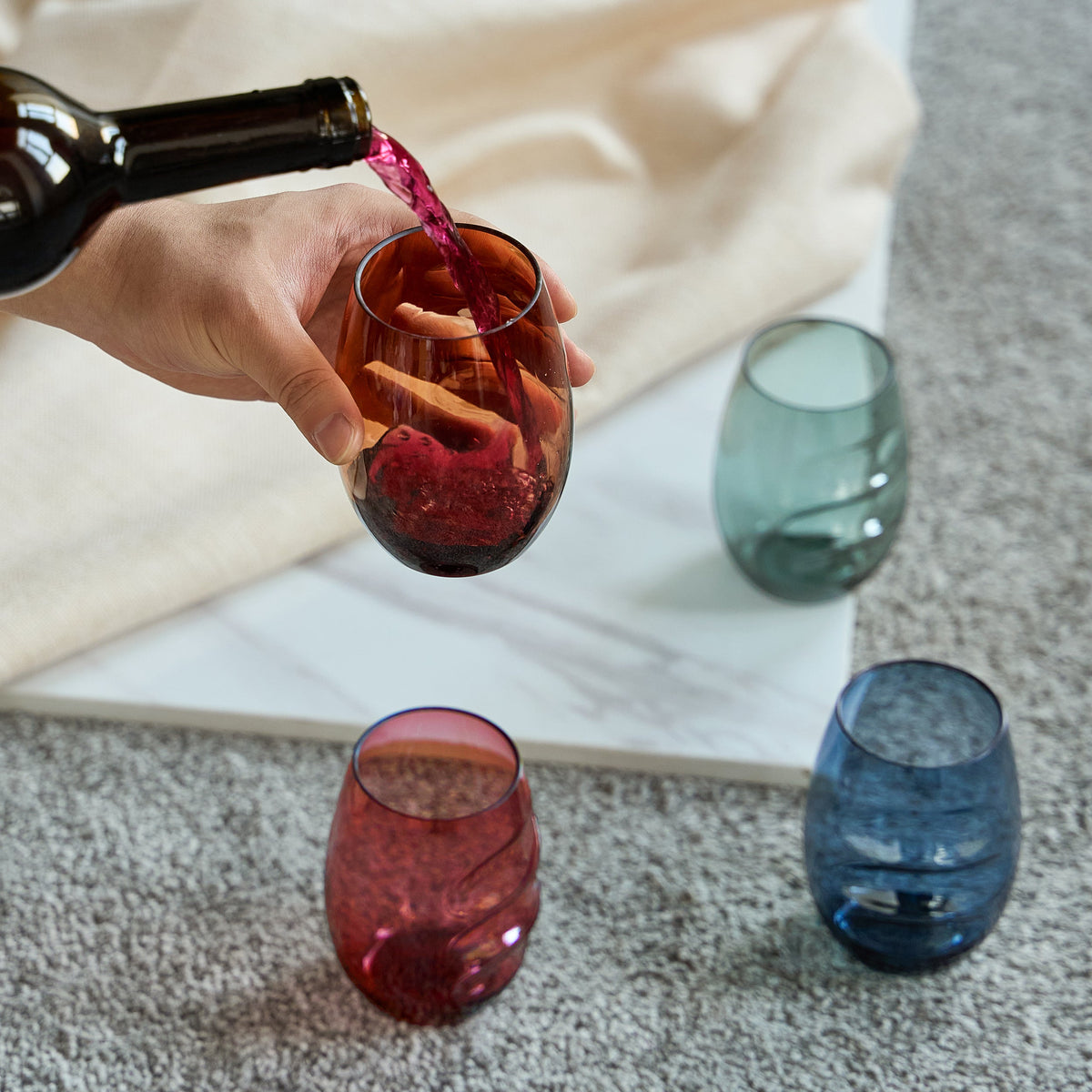TEEK - Eze Acrylic Stemless Finger-Indent Wine Glassware Set HOME DECOR TEEK KS