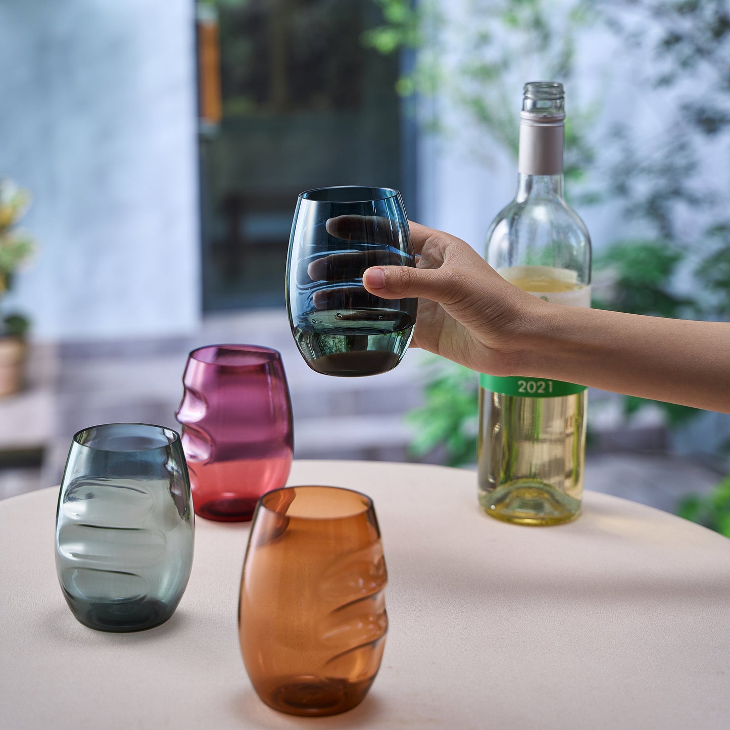 TEEK - Eze Acrylic Stemless Finger-Indent Wine Glassware Set HOME DECOR TEEK KS