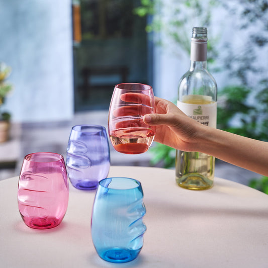 TEEK - Madrid Acrylic Stemless Finger-Indent Wine Glassware Set HOME DECOR TEEK KS