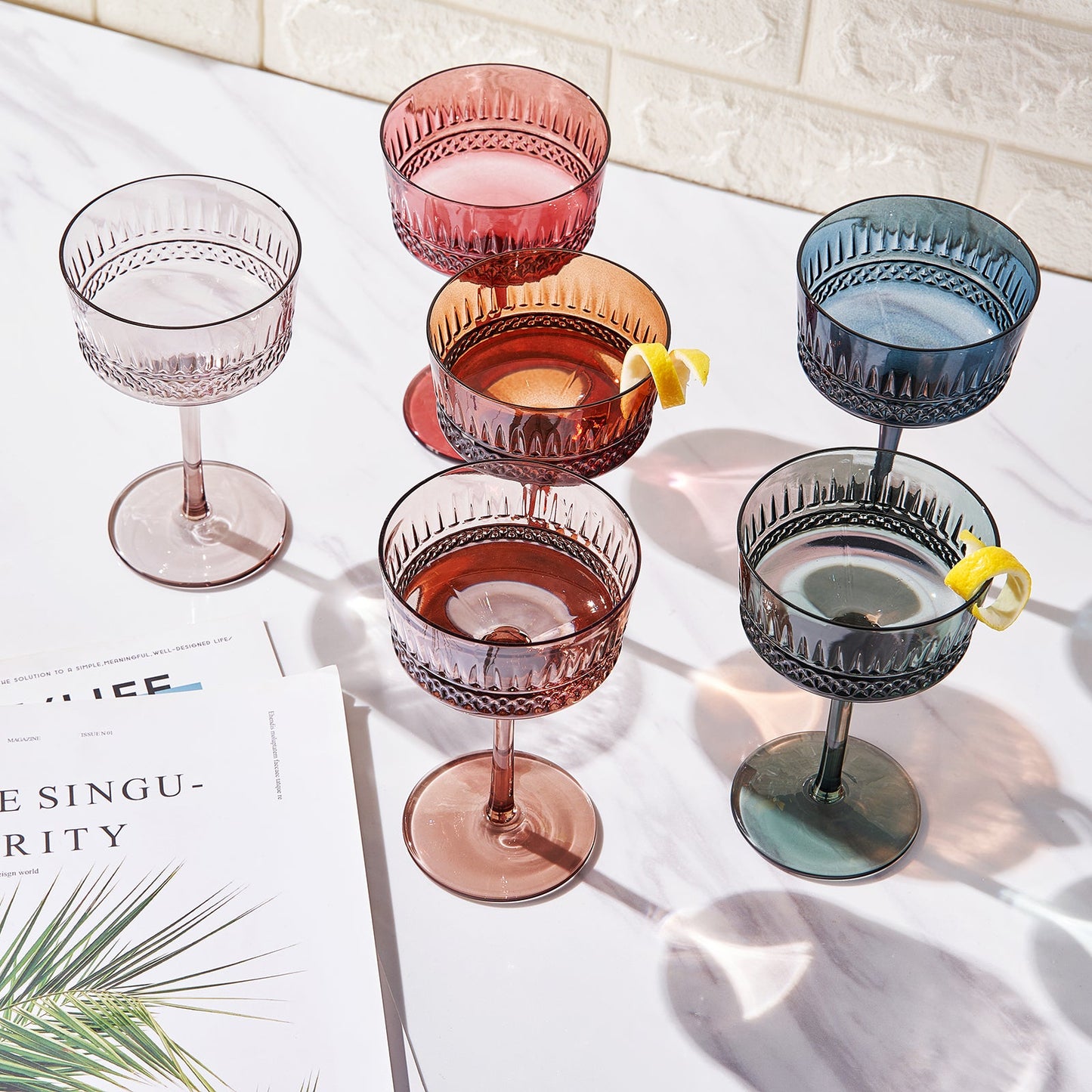 TEEK - Tonal Crystal Coupe Cocktail Glassware Set HOME DECOR TEEK KS