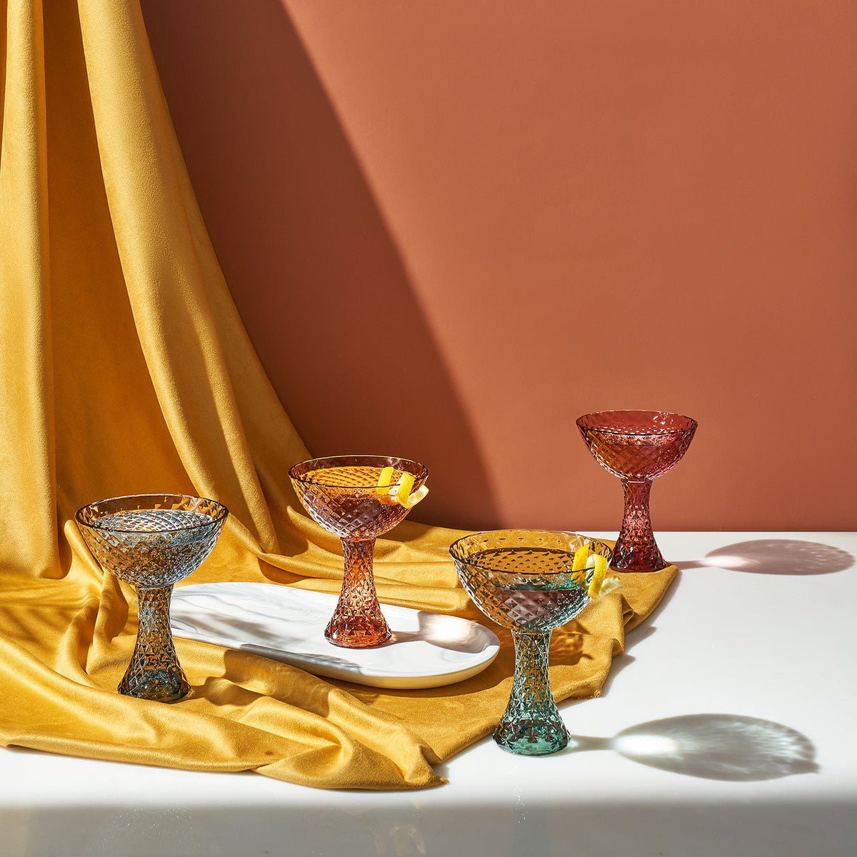 TEEK - Tonal Crystal Coupe Cocktail Glassware Set HOME DECOR TEEK KS