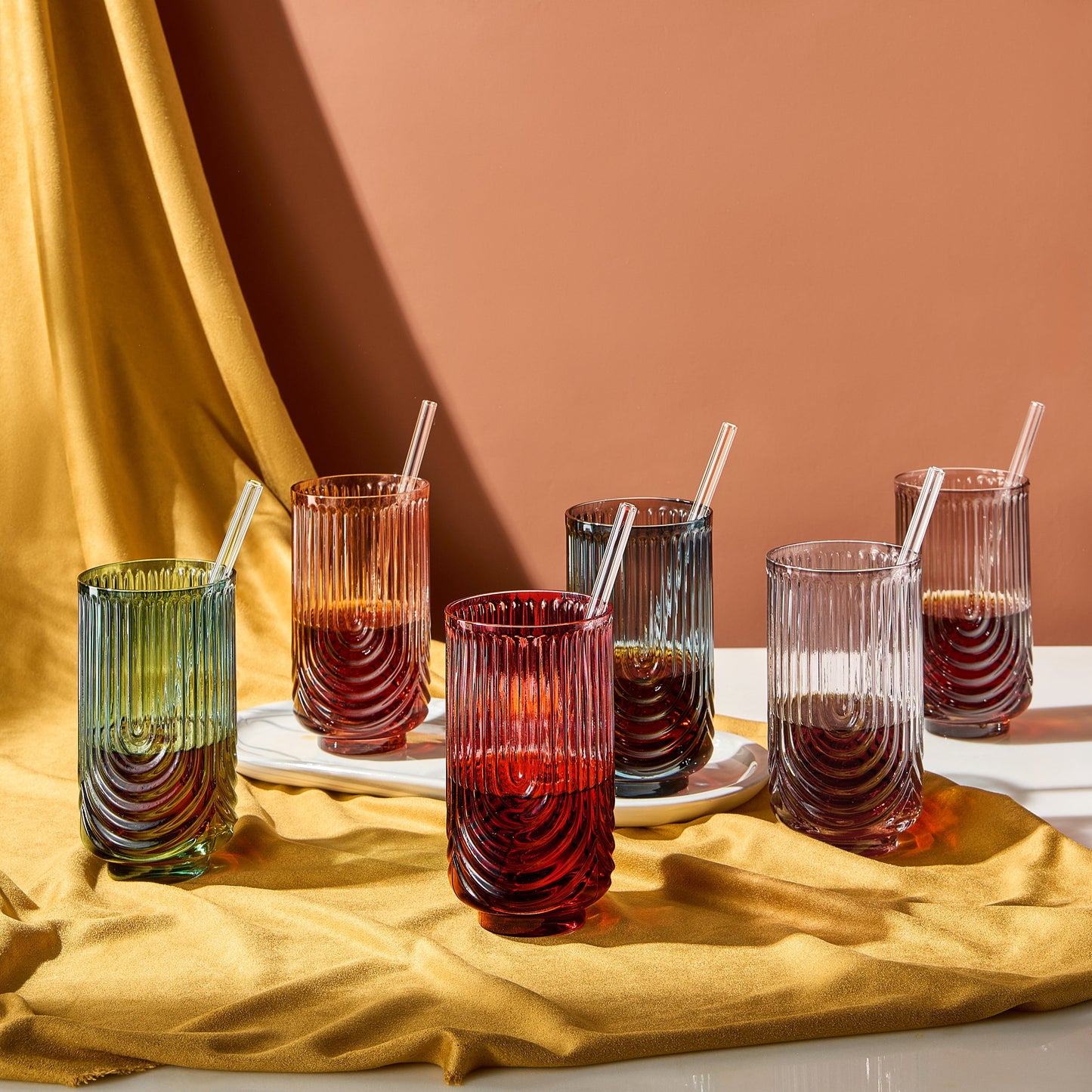 TEEK - Tonal Highball Glassware with Matching Straw Set HOME DECOR TEEK KS
