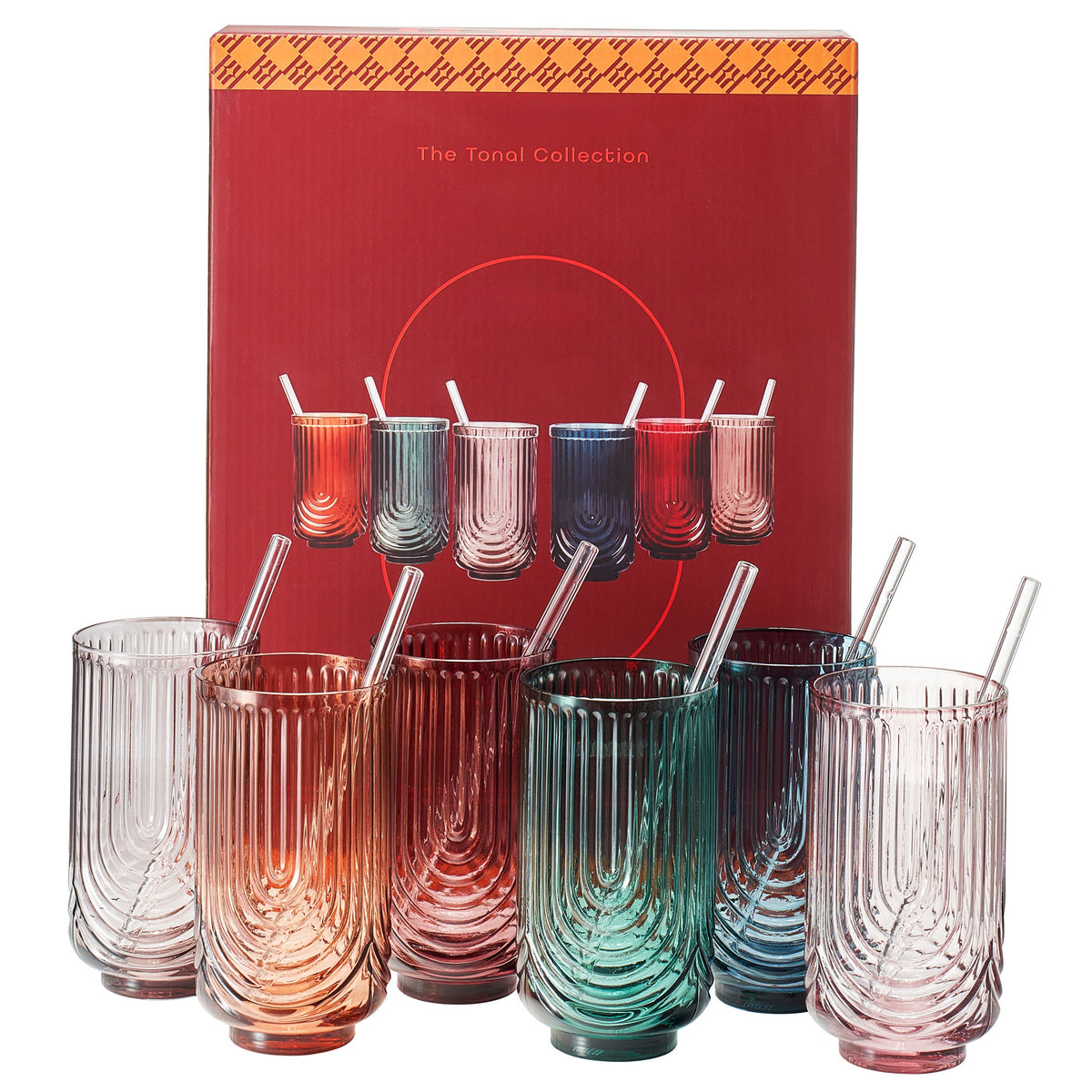 TEEK - Tonal Highball Glassware with Matching Straw Set HOME DECOR TEEK KS