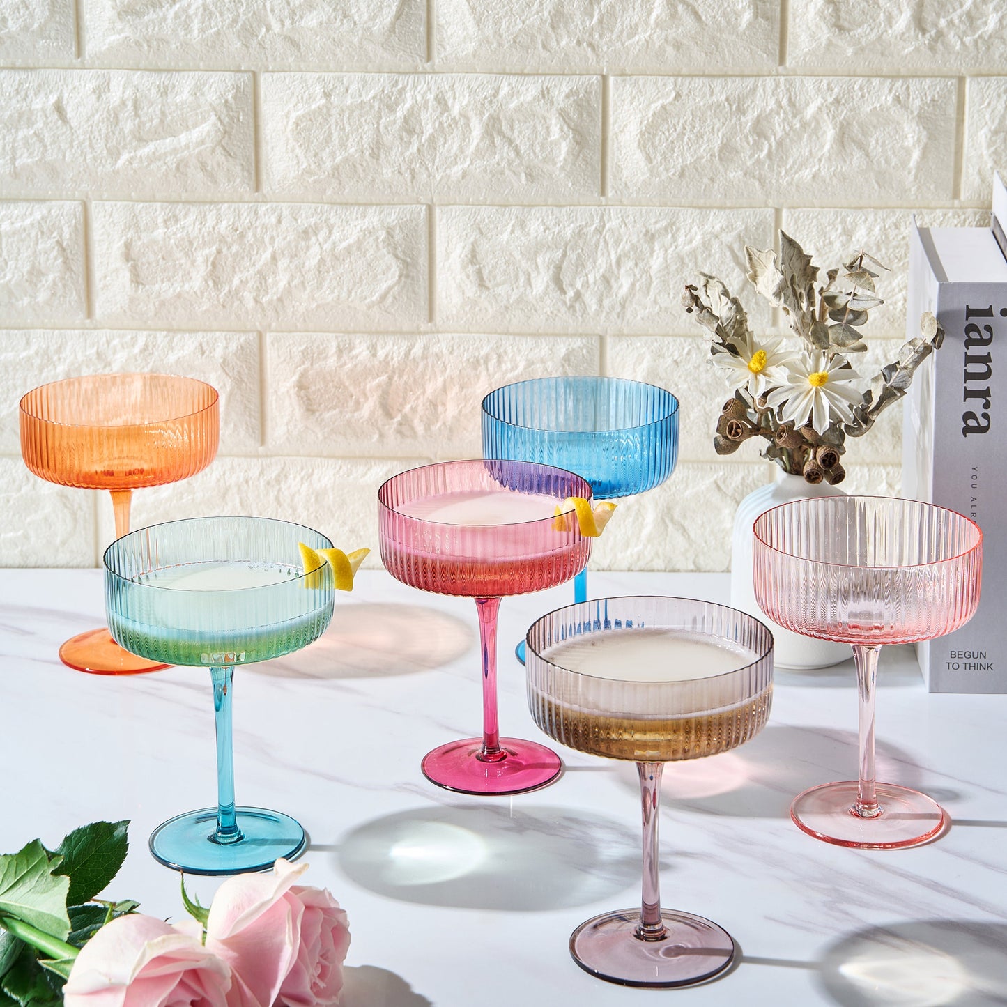 TEEK - Como Ribbed Champagne Coupe Cocktail Glassware Set HOME DECOR TEEK KS