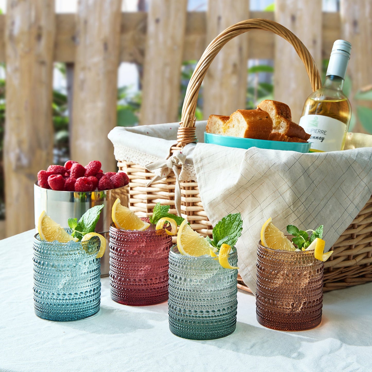 TEEK - Tonal Hobnail Lowball Glassware Set of 4 HOME DECOR TEEK KS