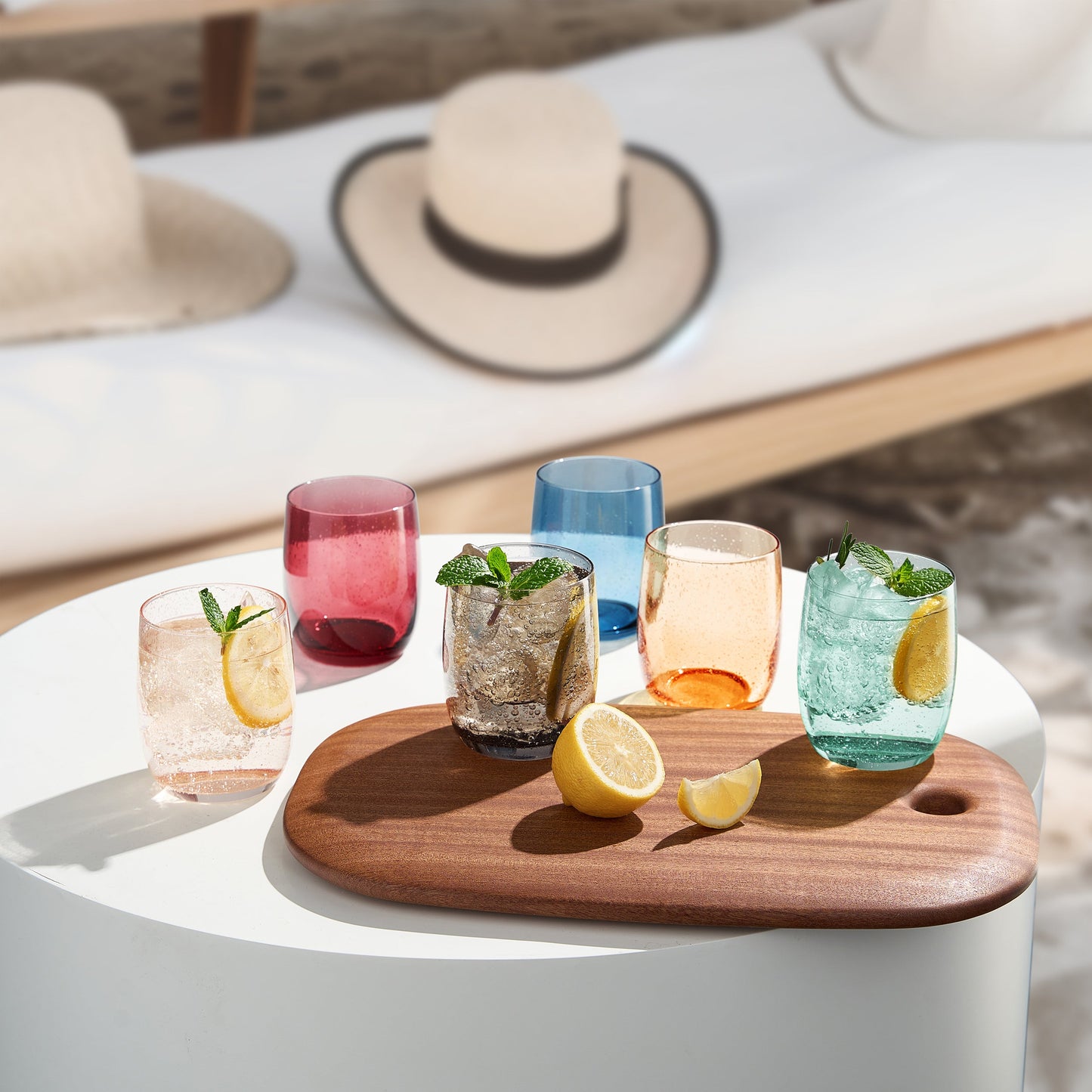 TEEK - Tonal Recycled Mexican Lowball Tumbler Glassware Set of 6 HOME DECOR TEEK KS