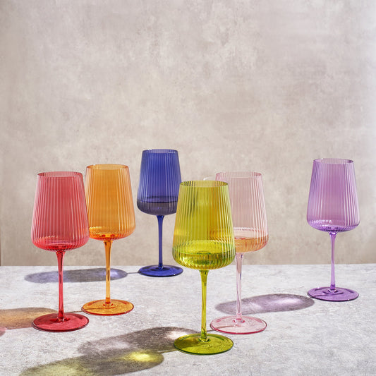 TEEK - Rhea Ribbed Stemmed Wine Glassware Set HOME DECOR TEEK KS
