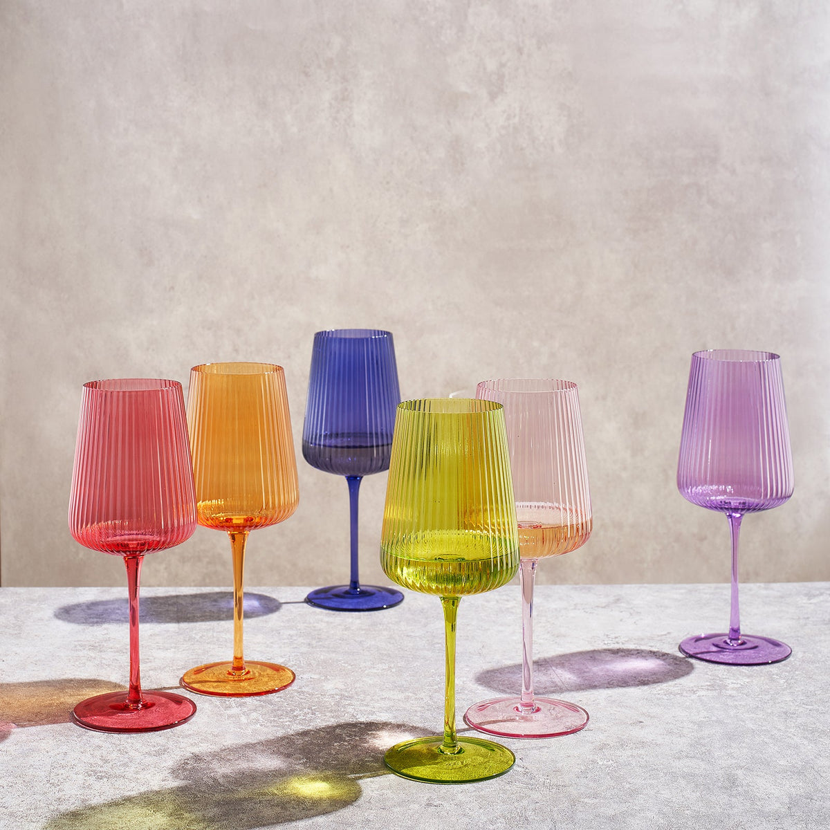 TEEK - Rhea Ribbed Stemmed Wine Glassware Set HOME DECOR TEEK KS