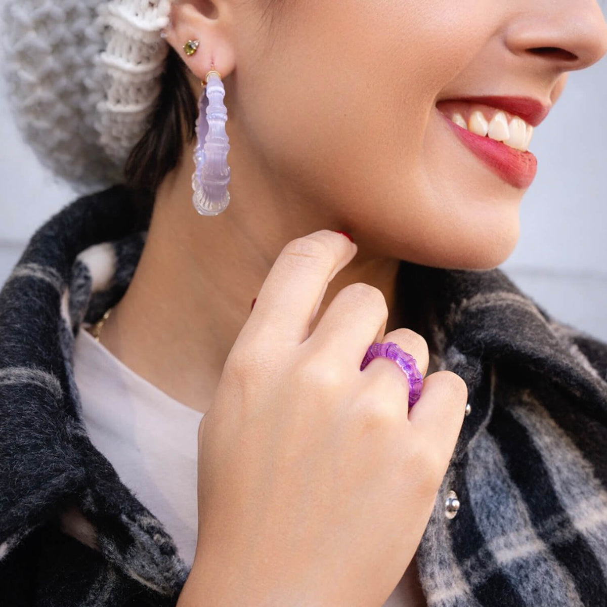 TEEK - Bamboo Illusion Lucite Hoop Earrings JEWELRY TEEK GNH