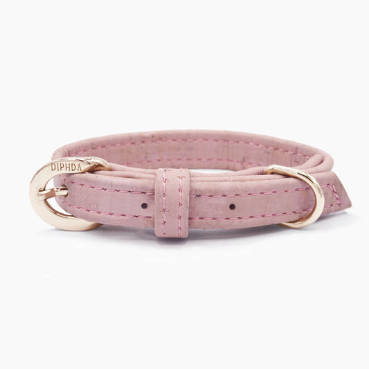 TEEK - Love Pink Cork Leather Collar PET SUPPLIES TEEK DIP XS Gold Color