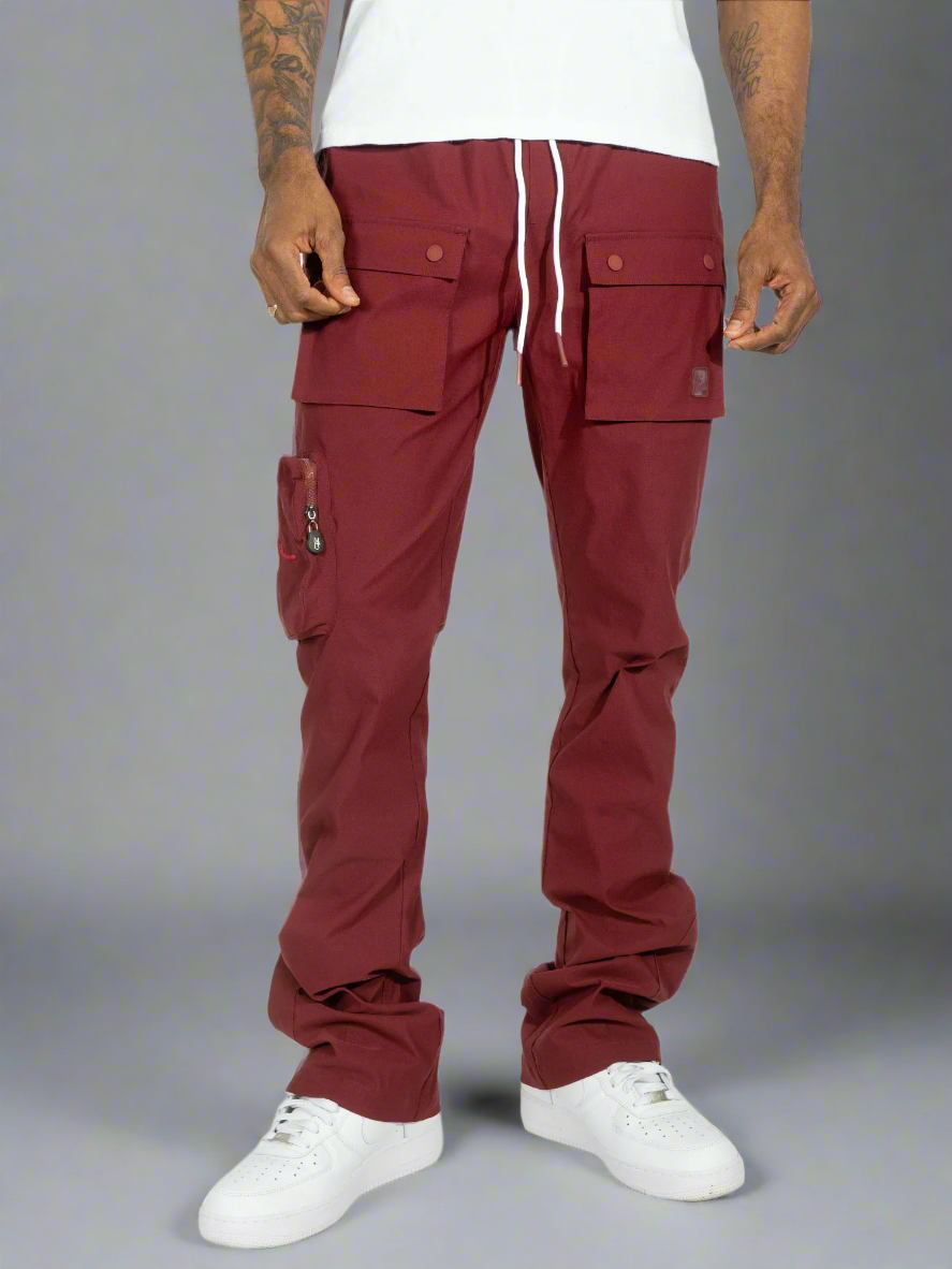 TEEK - M1625 Sartoni Nylon Stacked Pants - Burgundy PANTS TEEK MJ