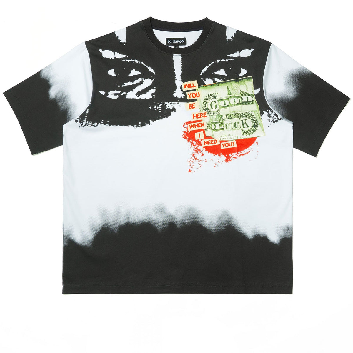 M369 Good Luck Money Oversized Tee - White Shirts & Tops Makobi Jeans USA