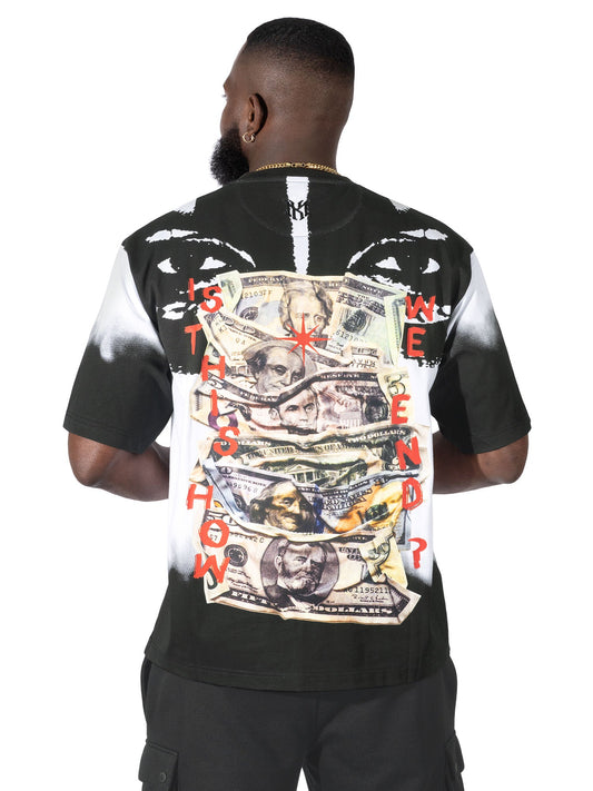 M369 Good Luck Money Oversized Tee - White Shirts & Tops Makobi Jeans USA