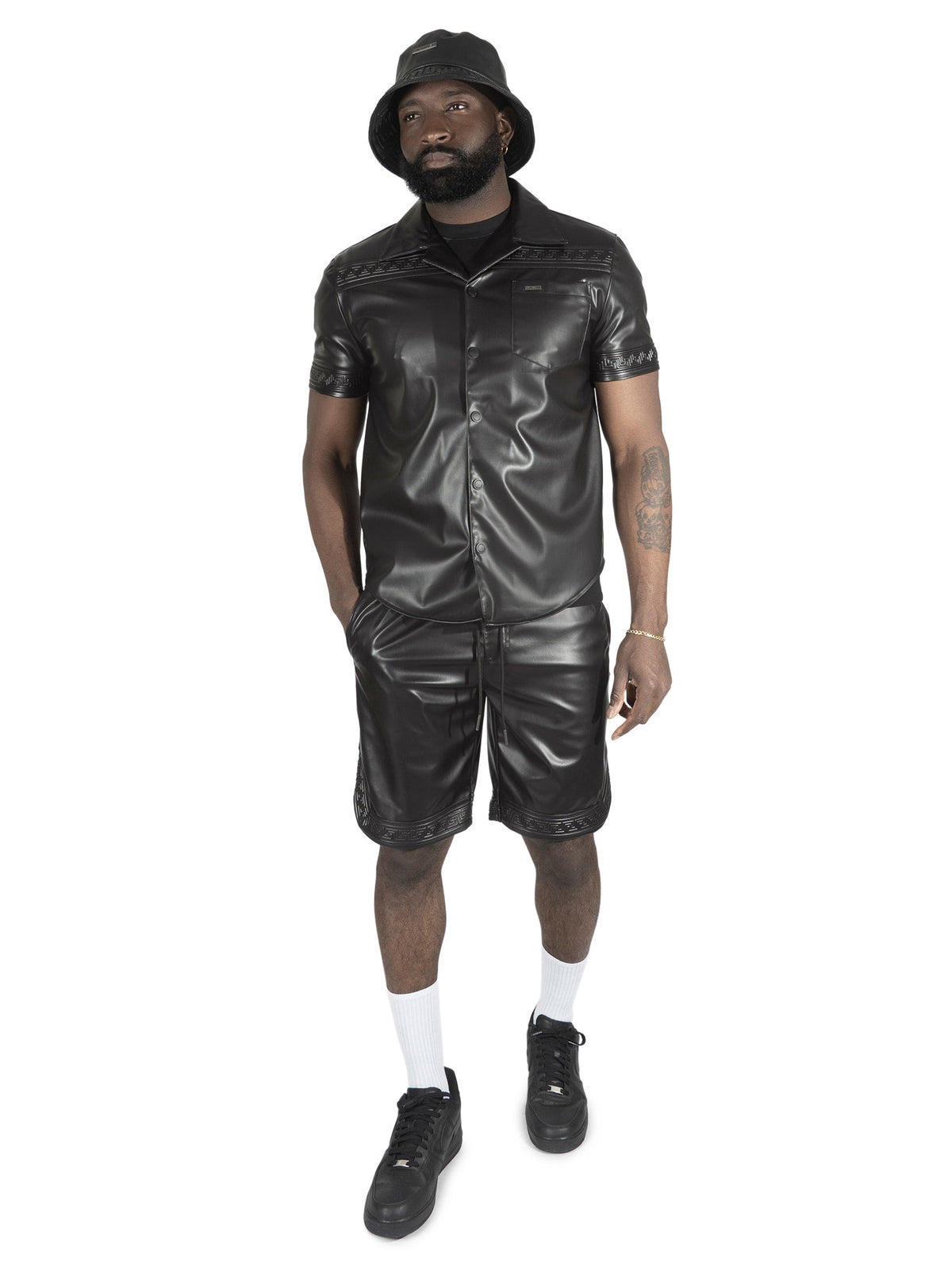 TEEK - M429 Bellucci Vegan Leather Shirt - Black TOPS TEEK MJ