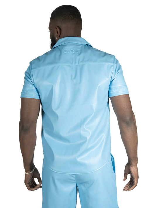 TEEK - M429 Bellucci Vegan Leather Shirt - Blue SHORTS TEEK MJ