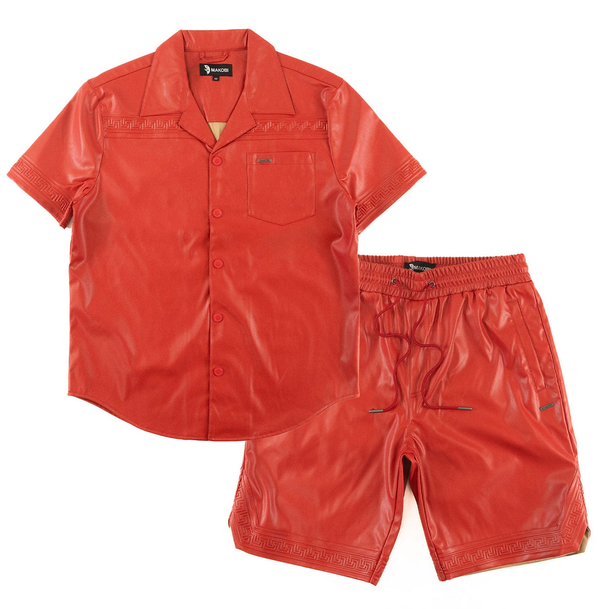 TEEK - M429 Bellucci Vegan Leather Shirt - Red TOPS TEEK MJ