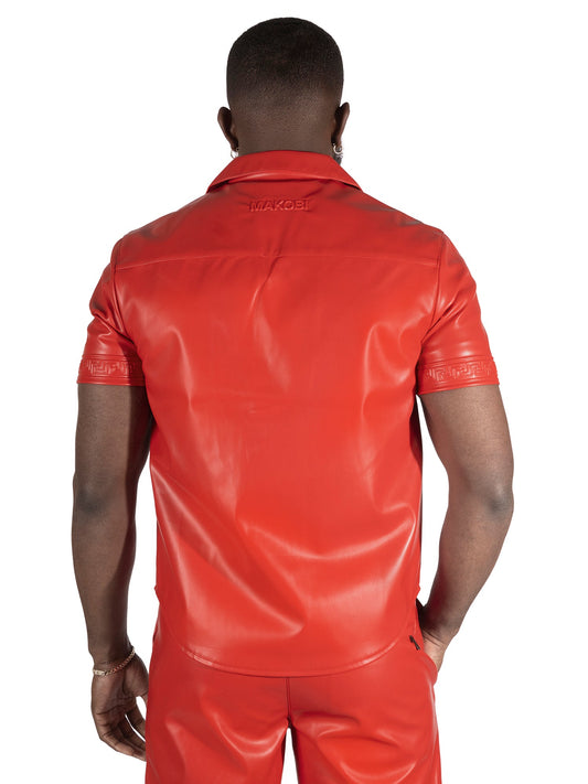 TEEK - M429 Bellucci Vegan Leather Shirt - Red TOPS TEEK MJ