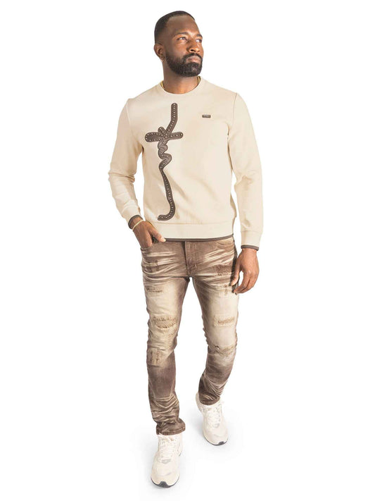 TEEKM- Sweatshirt | M4355 Lorenzo MK Crewneck - Khaki TOPS TEEK MJ