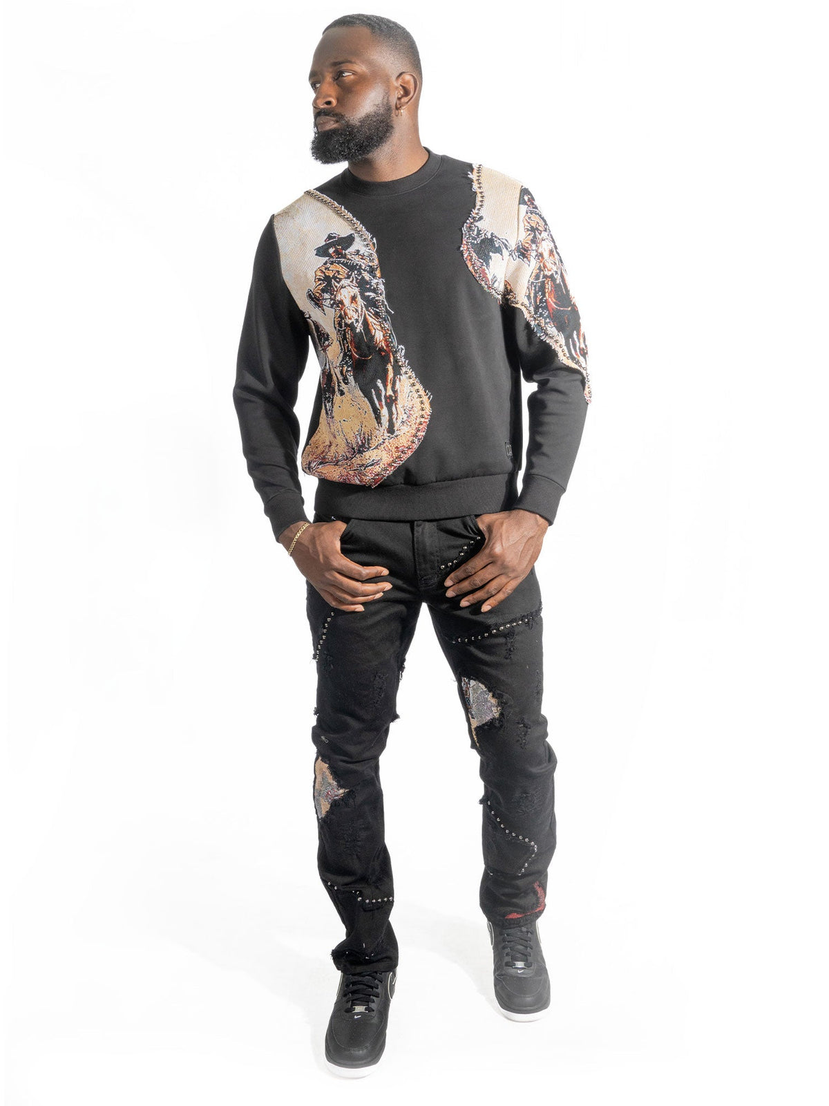 TEEK - Sweatshirt | M4374 Ferdoni Crewneck - Black TOPS TEEK MJ