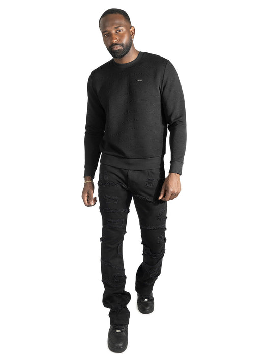 Sweatshirt | M4412 Bianco Crewneck - Black Sweatshirt Makobi Jeans USA