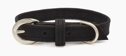 TEEK - Midnight Black Cork Leather Collar PET SUPPLIES TEEK DIP XS Silver Color