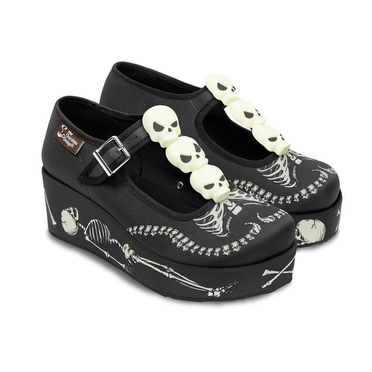 TEEK - Chocolaticas® Skeletons Under Your Bed Women's Mary Jane Platform Shoes SHOES TEEK HCD 35 HCD/ 5 US/ 9.05"