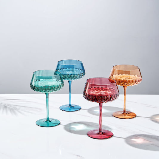 TEEK - Tonal Crystal Champagne Coupe Cocktail Glassware Set HOME DECOR TEEK KS