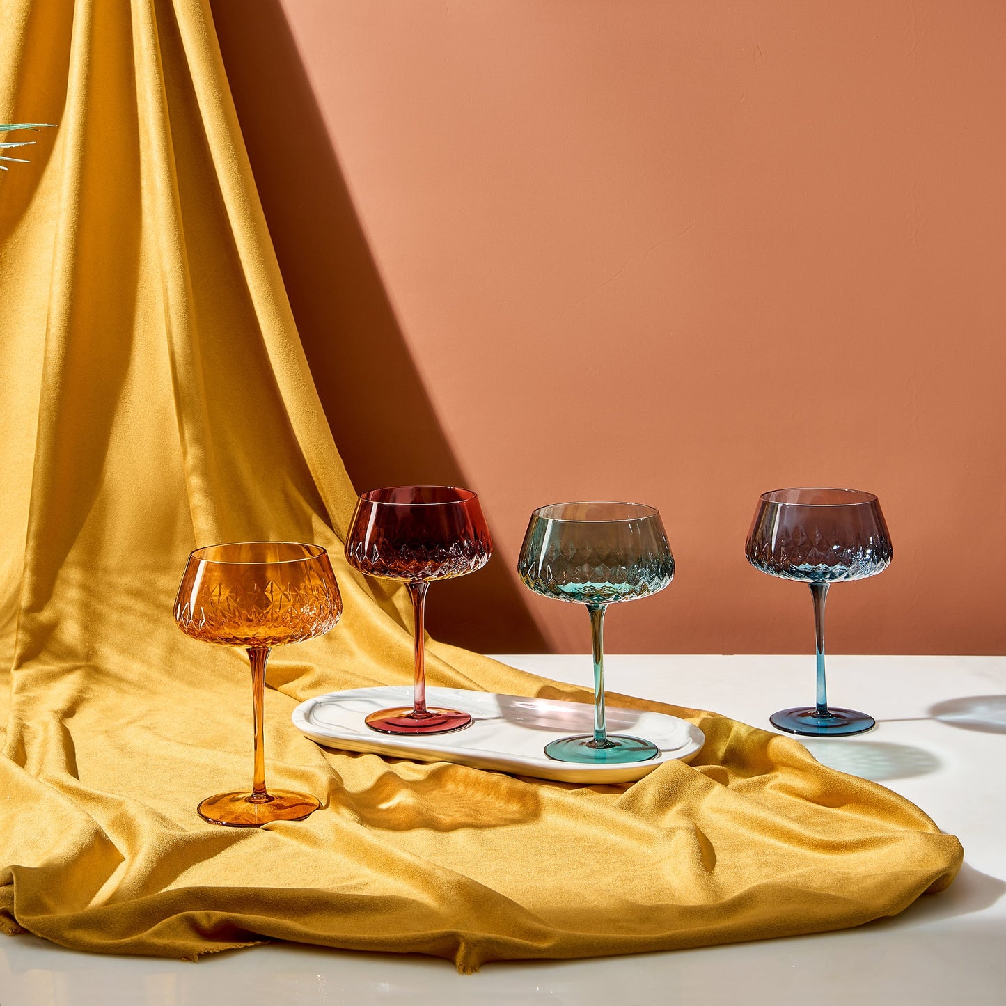 TEEK - Tonal Crystal Champagne Coupe Cocktail Glassware Set HOME DECOR TEEK KS