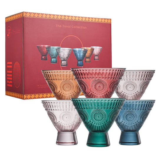 TEEK - Tonal Hobnail Martini Glassware Set of 6 HOME DECOR TEEK KS