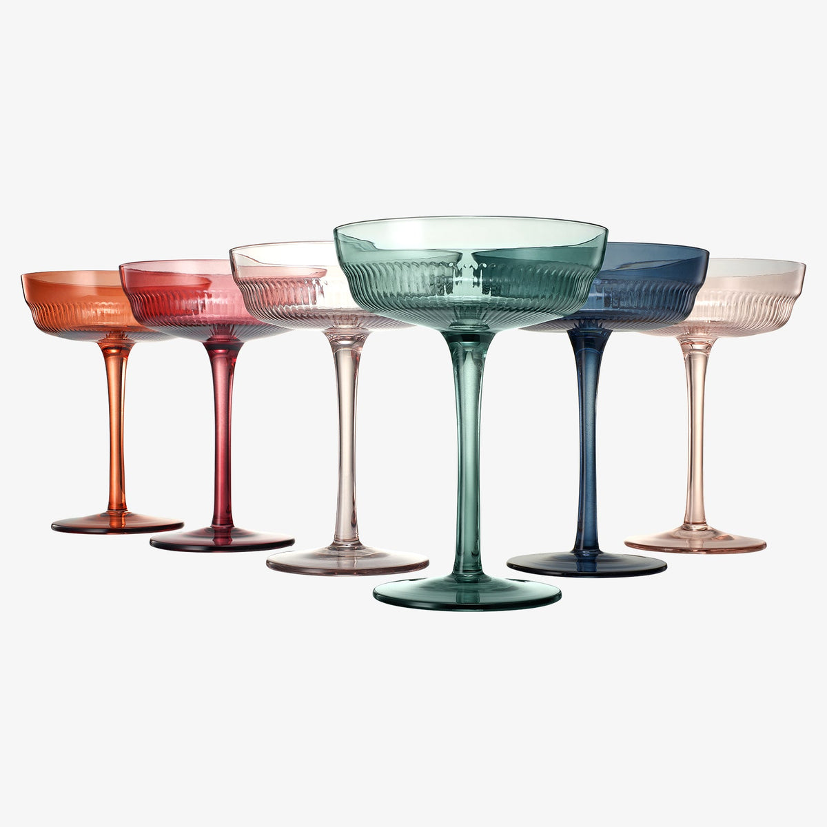 TEEK - Tonal Champagne Coupe Cocktail Ribbed Glassware Set HOME DECOR TEEK KS