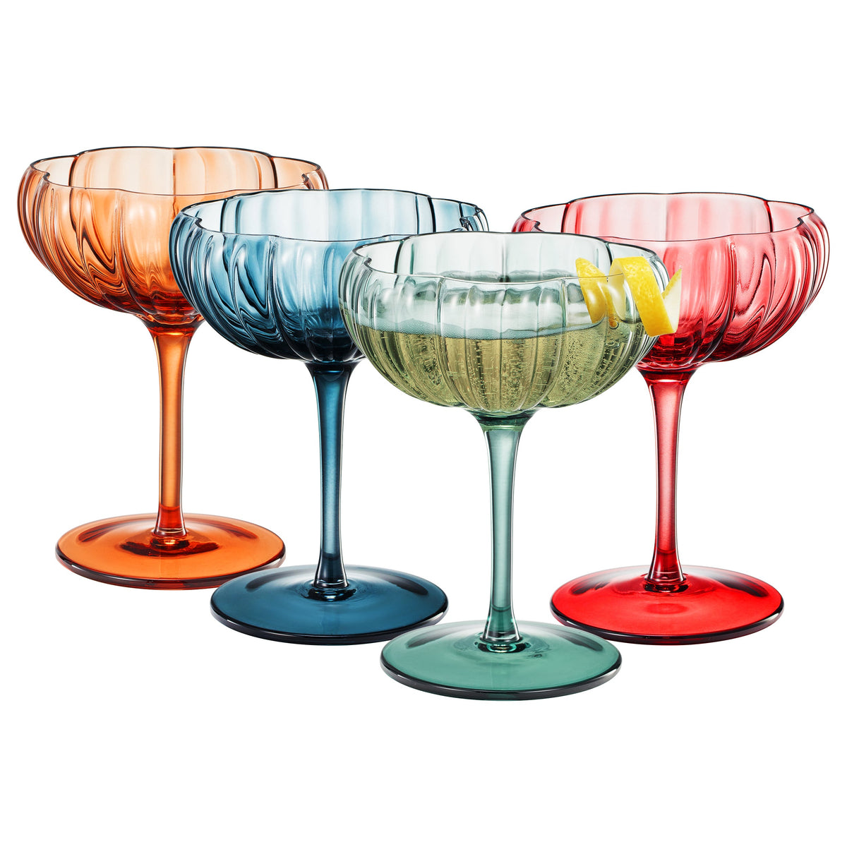TEEK - Flower Coupe Cocktail Colored Glasses Set | Muted HOME DECOR TEEK KS