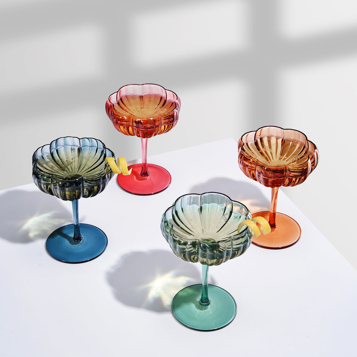 TEEK - Flower Coupe Cocktail Colored Glasses Set | Muted HOME DECOR TEEK KS