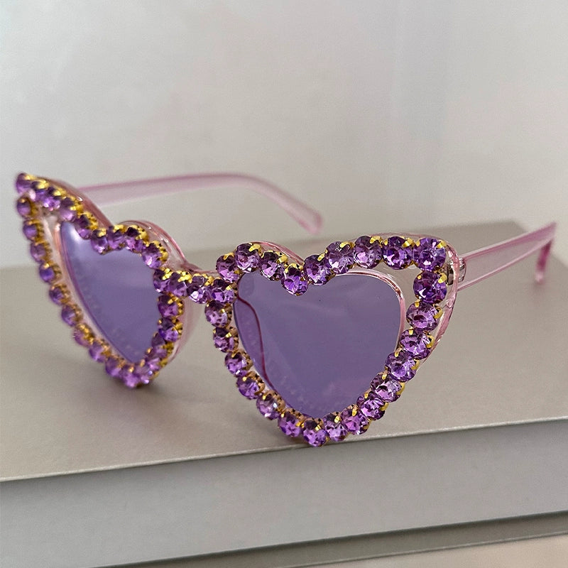 TEEK - Bejeweled Heart Sunglasses EYEGLASSES theteekdotcom Purple Frame + Purple