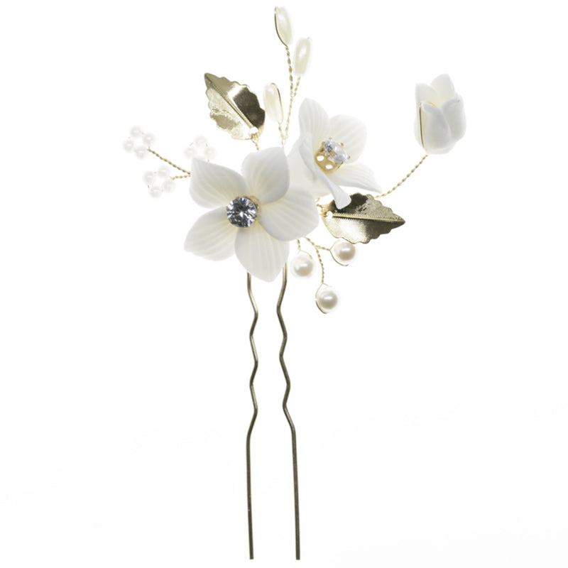 TEEK - White Ceramic Floral 3pc Headwear HAIR SUPPLIES theteekdotcom