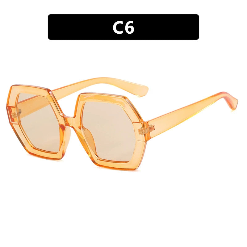 TEEK - Polygonal Sunglasses EYEGLASSES theteekdotcom Orange champagne as shown