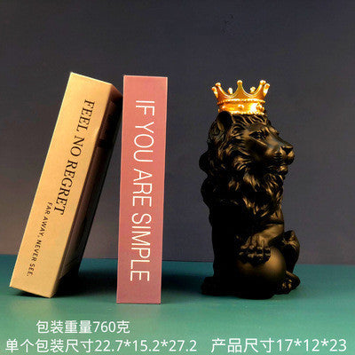 TEEK - Mane Lion Decorative Statue HOME DECOR theteekdotcom Crown Black Lion Sitting