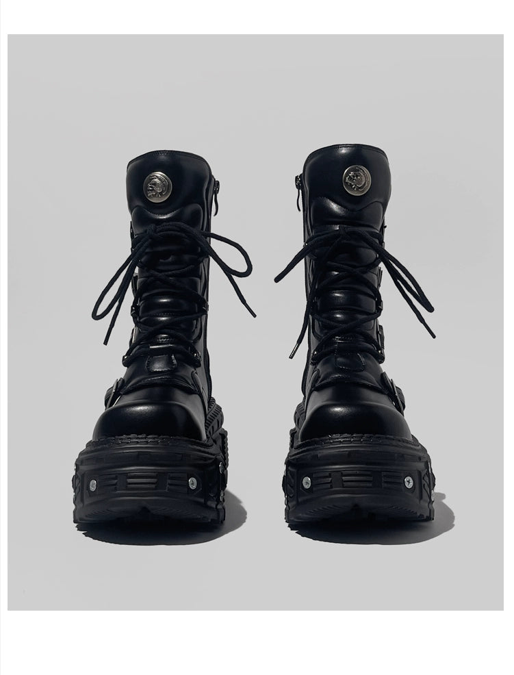 TEEK - Womens Black Cyberpunk Laced Boots SHOES theteekdotcom
