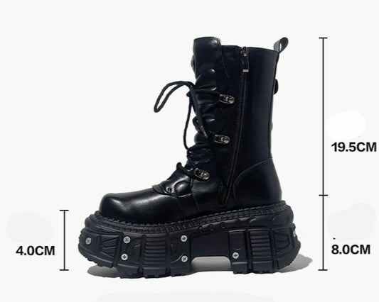 TEEK - Womens Black Cyberpunk Laced Boots SHOES theteekdotcom