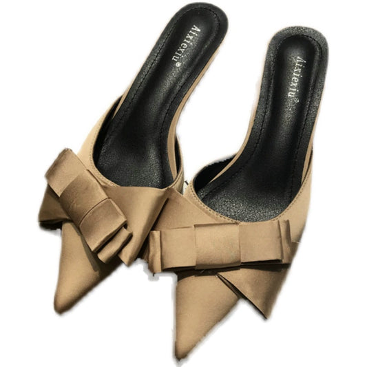 TEEK - Toe Bow Half Slippers Heels SHOES theteekdotcom