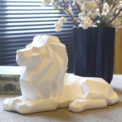 TEEK - Mane Lion Decorative Statue HOME DECOR theteekdotcom Facet White Lion Lie Position(17*20*35cm)