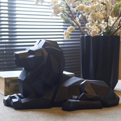 TEEK - Mane Lion Decorative Statue HOME DECOR theteekdotcom Facet Black Lion Lie Position(17*20*35cm)