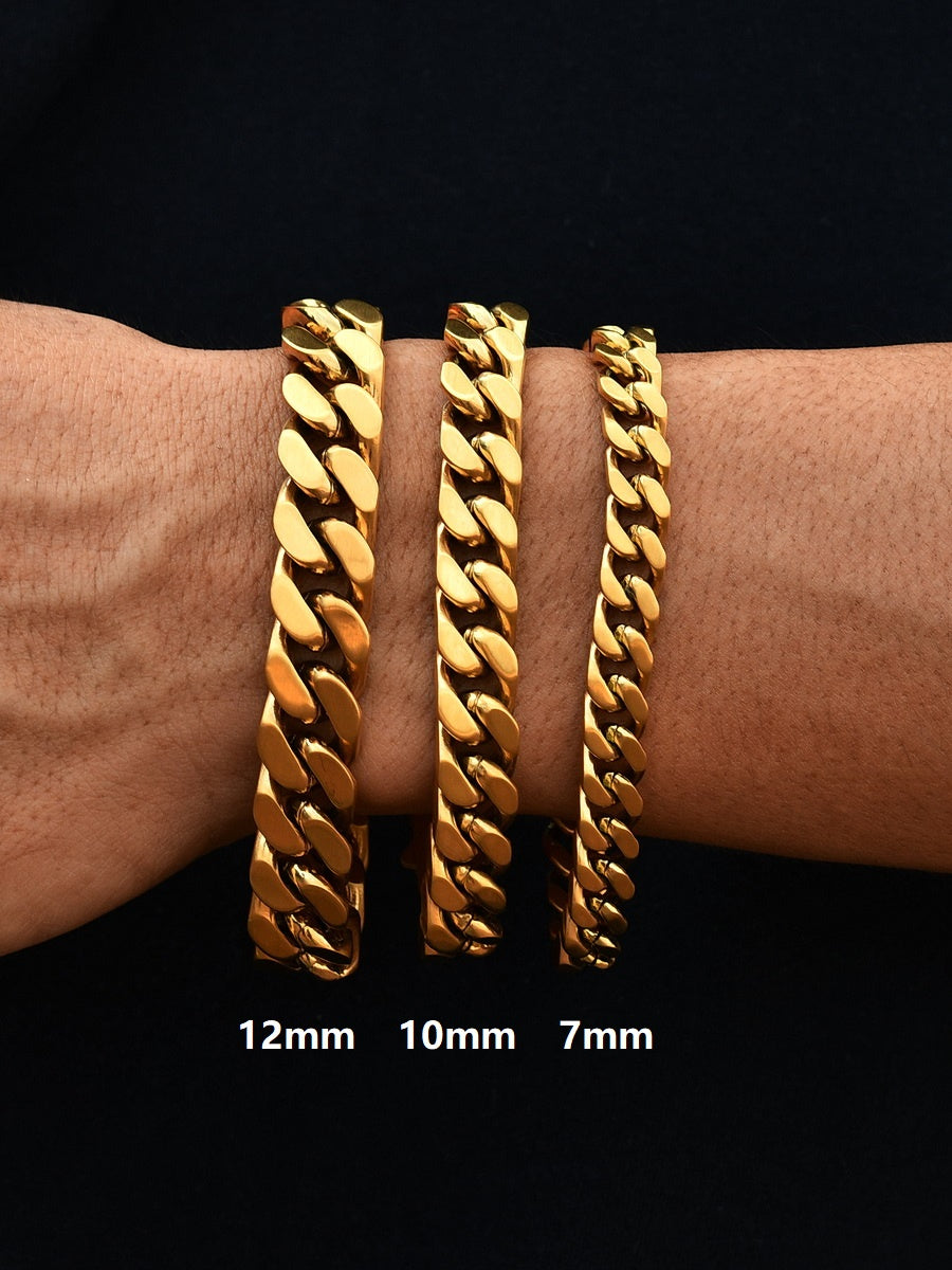TEEK - Mens Cuban Linked Chain Bracelet JEWELRY theteekdotcom Golden matte surface 7mm/16cm