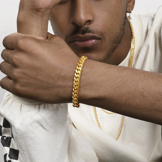 TEEK - Mens 18K Gold Cuban Link Chain Bracelet JEWELRY theteekdotcom