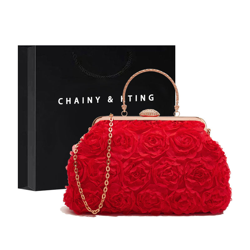 TEEK - Vintage Banquet Flower Handbag BAG theteekdotcom Red
