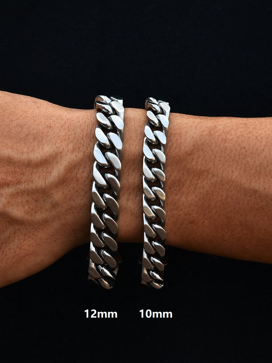 TEEK - Mens Cuban Linked Chain Bracelet JEWELRY theteekdotcom Silver frosted surface 10mm/16cm