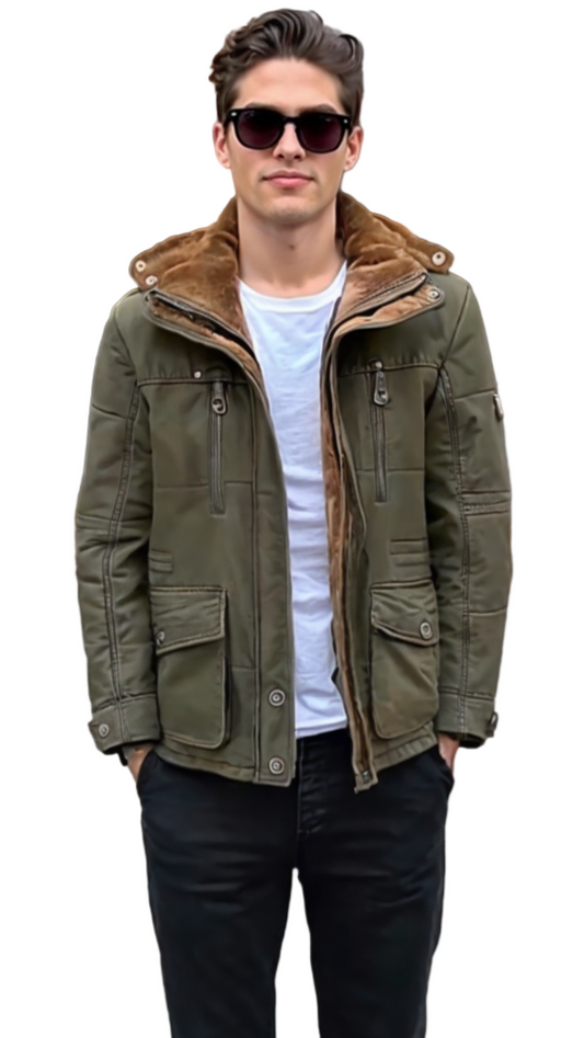 TEEK - Mens Hooded Winter Parka Inner Fleece Coat COAT TEEK 1TFY Army Green XL