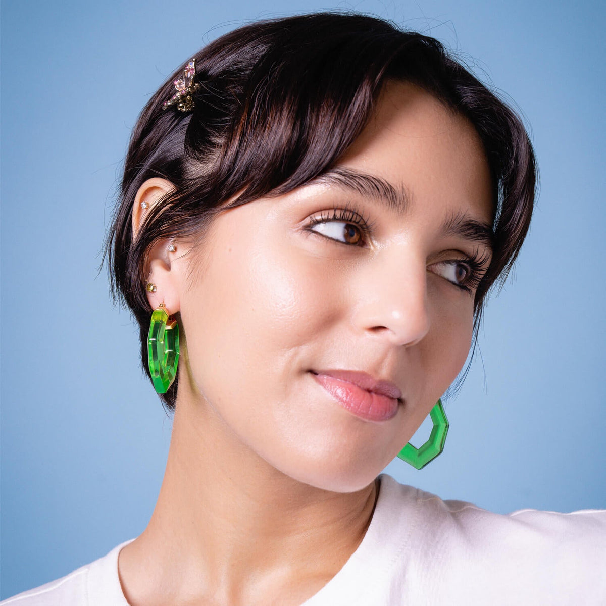 TEEK - Pear Gem Lucite Hoop Earrings JEWELRY TEEK GNH