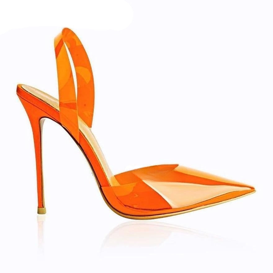 TEEK - Delicious PVC Slingback Heels | Various Colors SHOES theteekdotcom orange 5.5