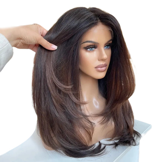 TEEK - Ombre Brown Color 13x4 Lace Front Layered Wig HAIR theteekdotcom