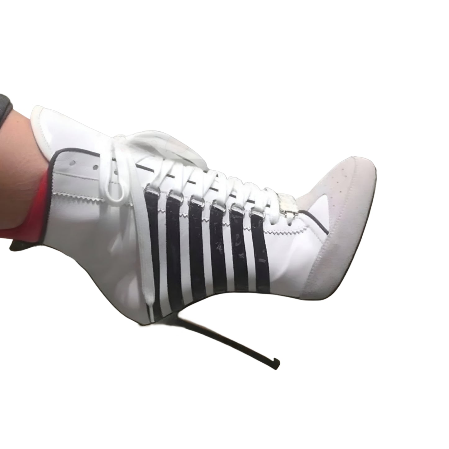 TEEK - White High Top Sneaker Heeled Boots SHOES theteekdotcom